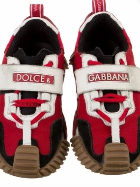 Dolce & Gabbana Red, White & Black Kids Velcro Sneakers